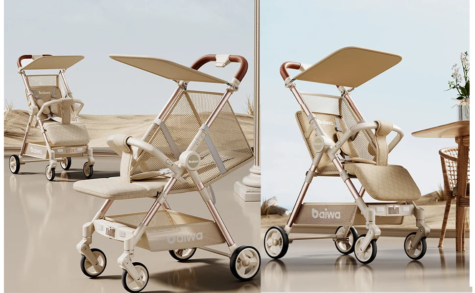 Baby Stroller Foldable Travel Umbrella Cart Lightweight & Compact Reclining Pocket Stroller with Music & Light Canopy for Babies