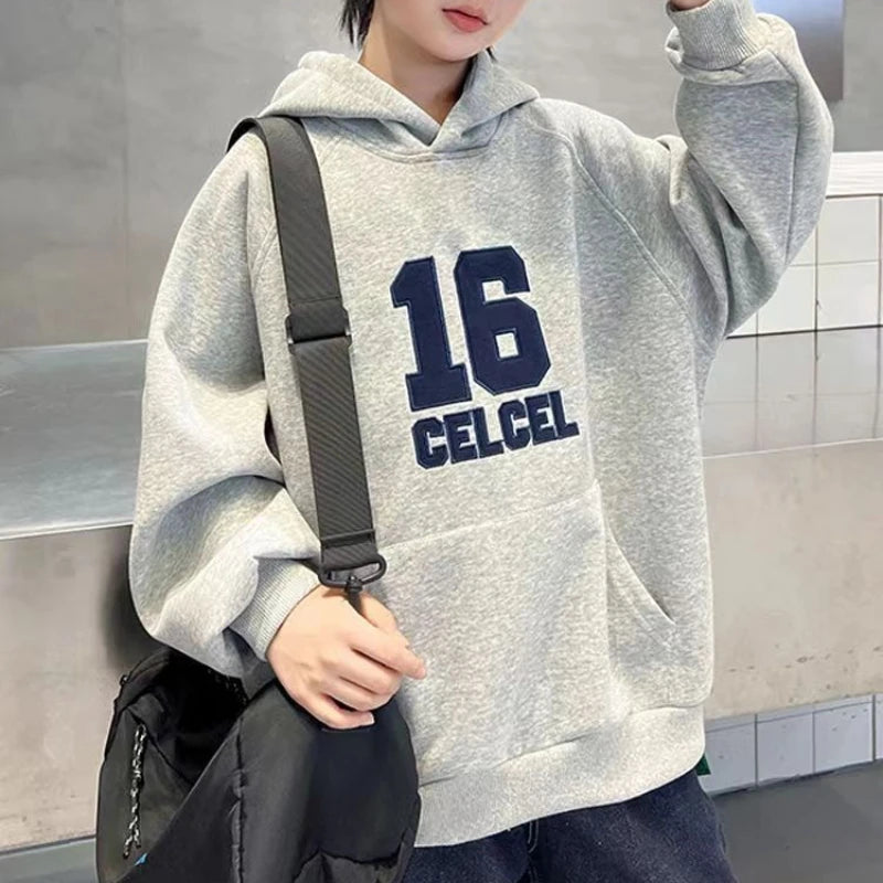 2025 Autumn Winter New Boys Mid-Large Size Fleece-Lined Hooded Sweatshirt - Stylish Boys Outerwear