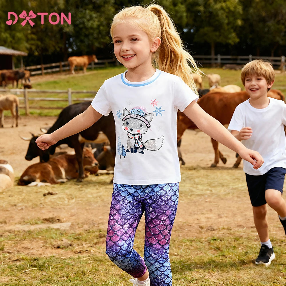 DXTON Summer Girls Leggings Skinny Slim Children Pencil Pants Mermaid Polyester Elastic Toddlers Kids Long Trousers Soild Clothe