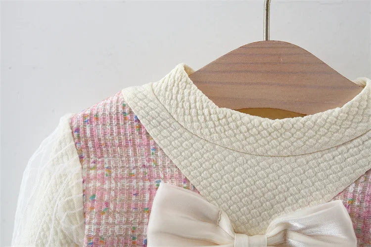 9 Months To 3 Years Old Spring And Autumn New Sweet Bow Baby Girl Dress, Princess Style Children'S Long Sleeved Clothes