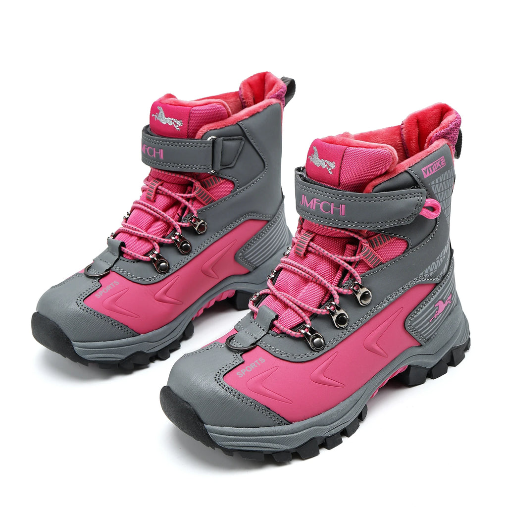 Kids Hiking Boots Boys Girls Outdoor Walking Climbing Sneaker Comfortable Snow Shoes Hiker Boot Antiskid Steel Buckle Sole