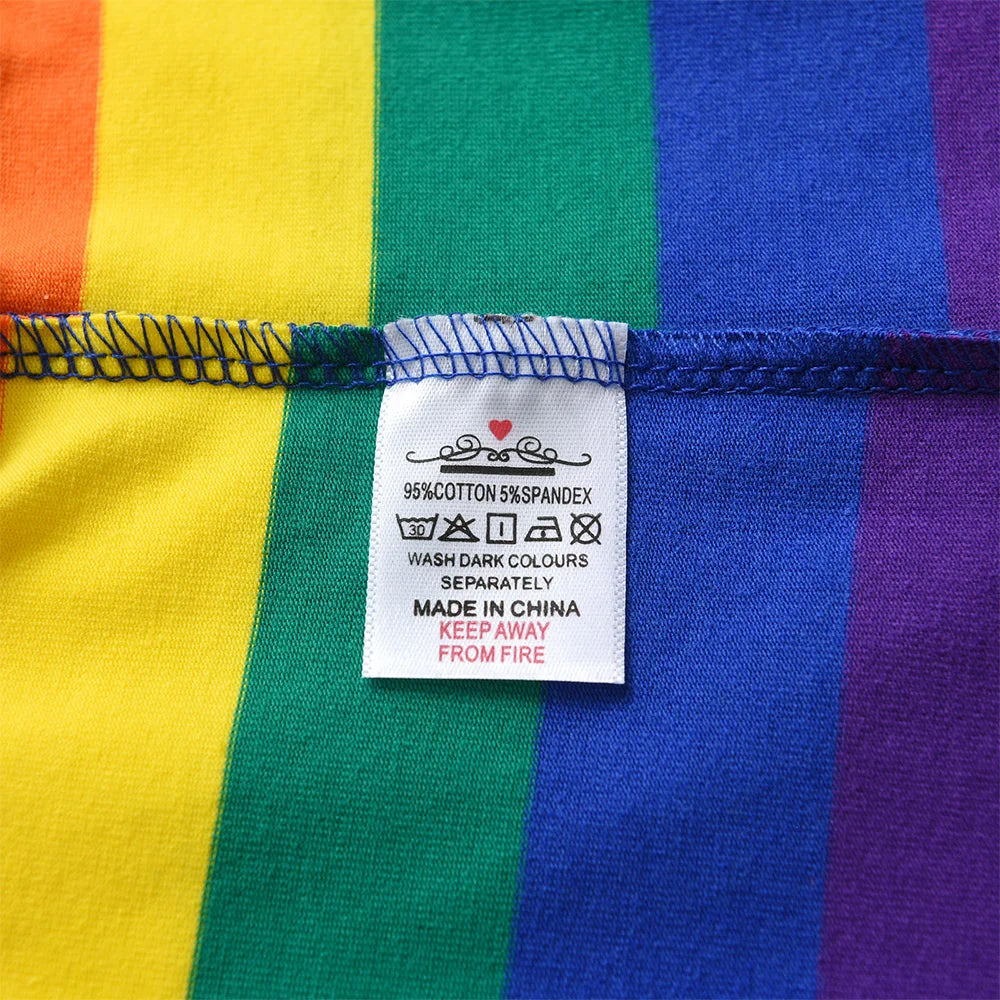 VIKITA Kids Rainbow Print Colorful Leggings Girls Cotton Casual Daily School Pencil Pants Girls Striped Skinny Fashion Trousers