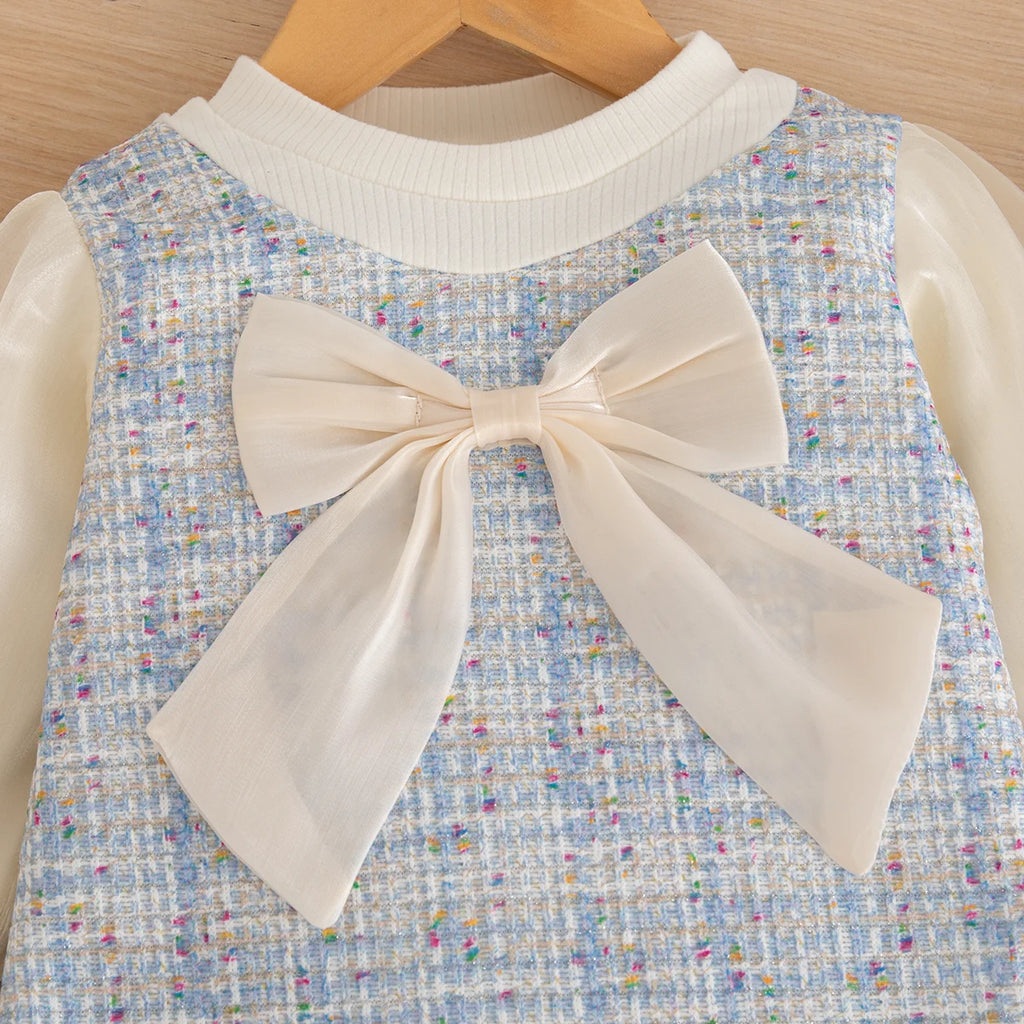 Autumn New Sweet Bow Baby Girl Princess Dress, Birthday Party Children'S Clothing Suitable For Babies Aged 9 Months To 4 Years