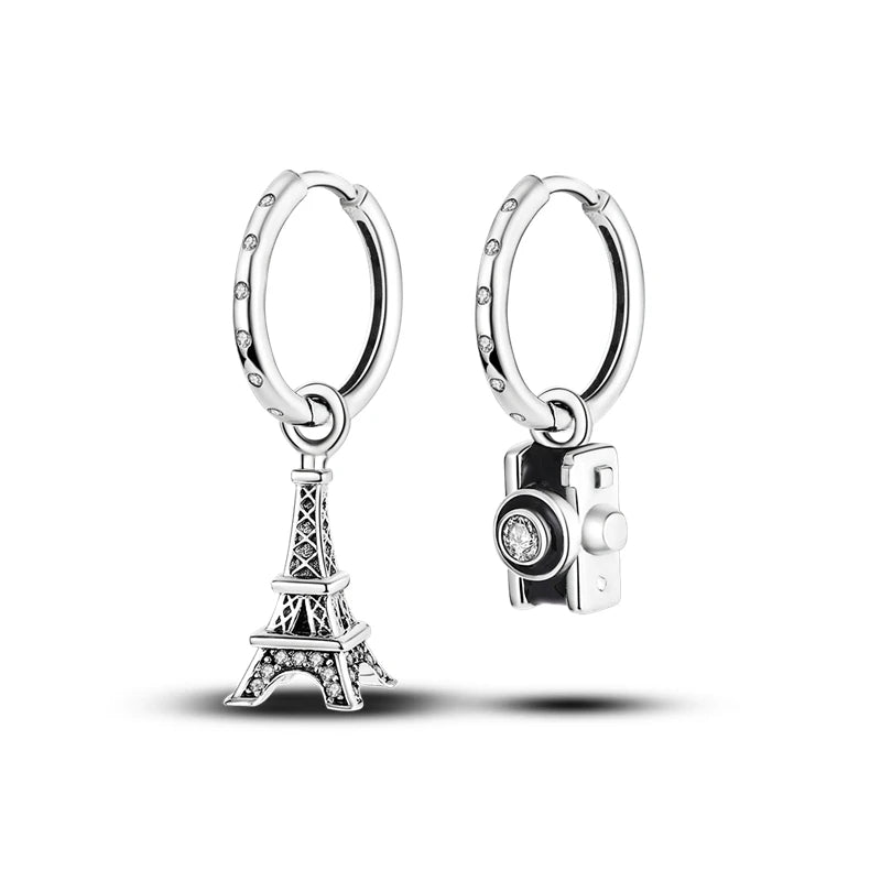 925 Sterling Silver Career Eardrop Musical Note Earrings Painter Microphone Earrings Fit For Women Workplace Birthday Gift