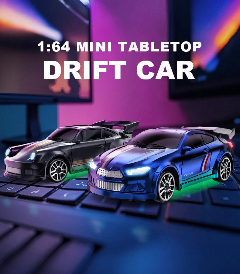 1/64 Scale Drift RC Car - 2.4GHz Desktop Mini Racing Model with ESP, 4WD Remote Control Vehicle, Toy for Adults & Kids, Ideal Gi