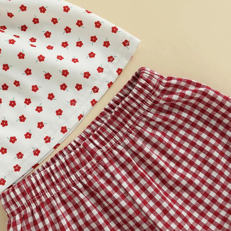 Toddler Girl Sleeveless Ruffle Top and Shorts Set with Cute Bow Detail and Elastic Waistband for Summer Beach Outfits