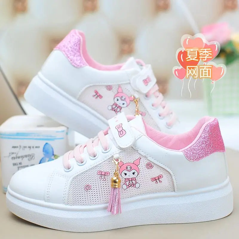 Sanrio hello kitty  spring autumn non-slip net shoes girl casual shoes cartoon board shoes kuromi sports shoes cute Sneakers