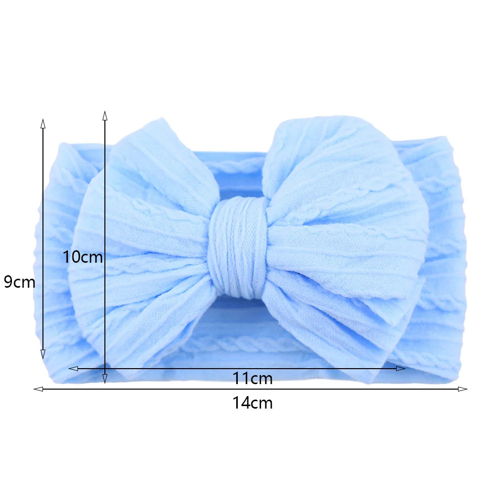 20Pcs/Lot Solid Cable Bow Baby Turban Headband Kids Nylon Layers Elastic Headwraps Newborn Boy Girl Hair Band Accessories