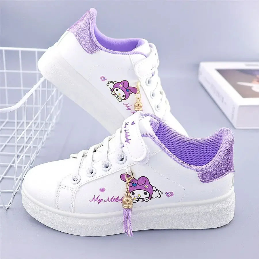 Sanrio hello kitty  spring autumn non-slip net shoes girl casual shoes cartoon board shoes kuromi sports shoes cute Sneakers