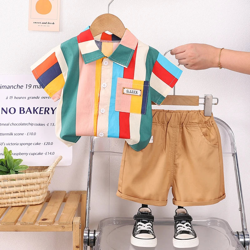 New Summer Baby Boys Clothes Children Striped Shirt Pants 2Pcs/Sets Toddler Casual Costume Kids Tracksuits Infant Outfits