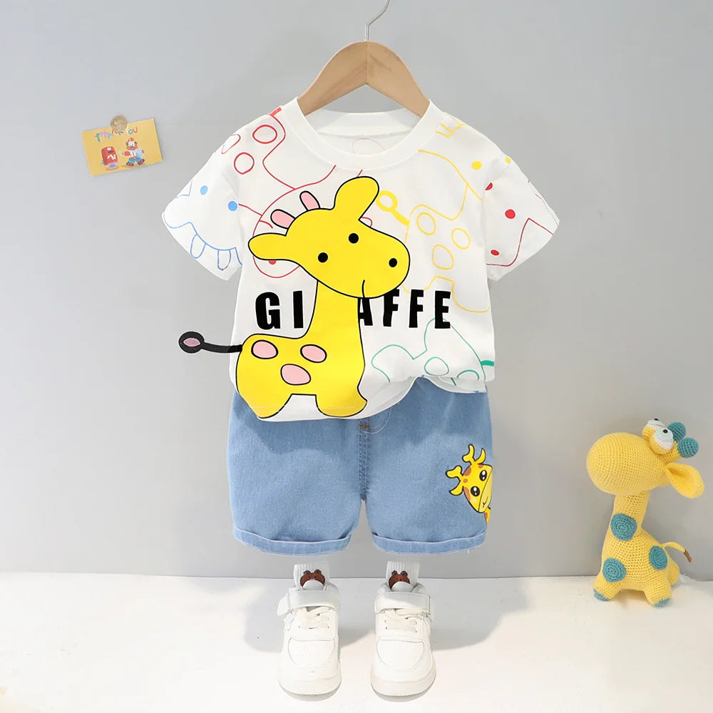 New Summer Baby Girls Clothes Suit Children Boys Fashion Cartoon T-Shirt Shorts 2Pcs/Sets Toddler Casual Costume Kids Tracksuits