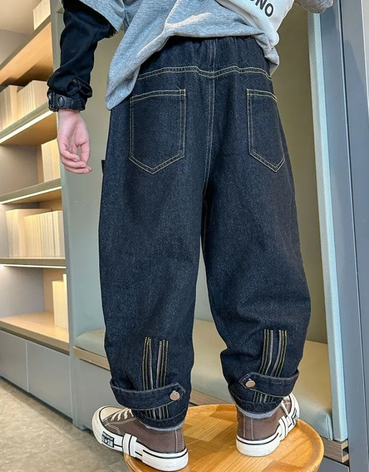2025 New Boys' Denim Jeans 2025 Trendy Tween Boys Casual Long Pants Boys' Relaxed Fit Jeans Hot Sale