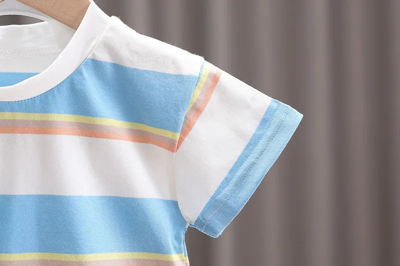 New Summer Baby Girl Clothes Suit Children Boys Striped T-Shirt Shorts 2Pcs/Sets Toddler Clothing Infant Costume Kids Tracksuits