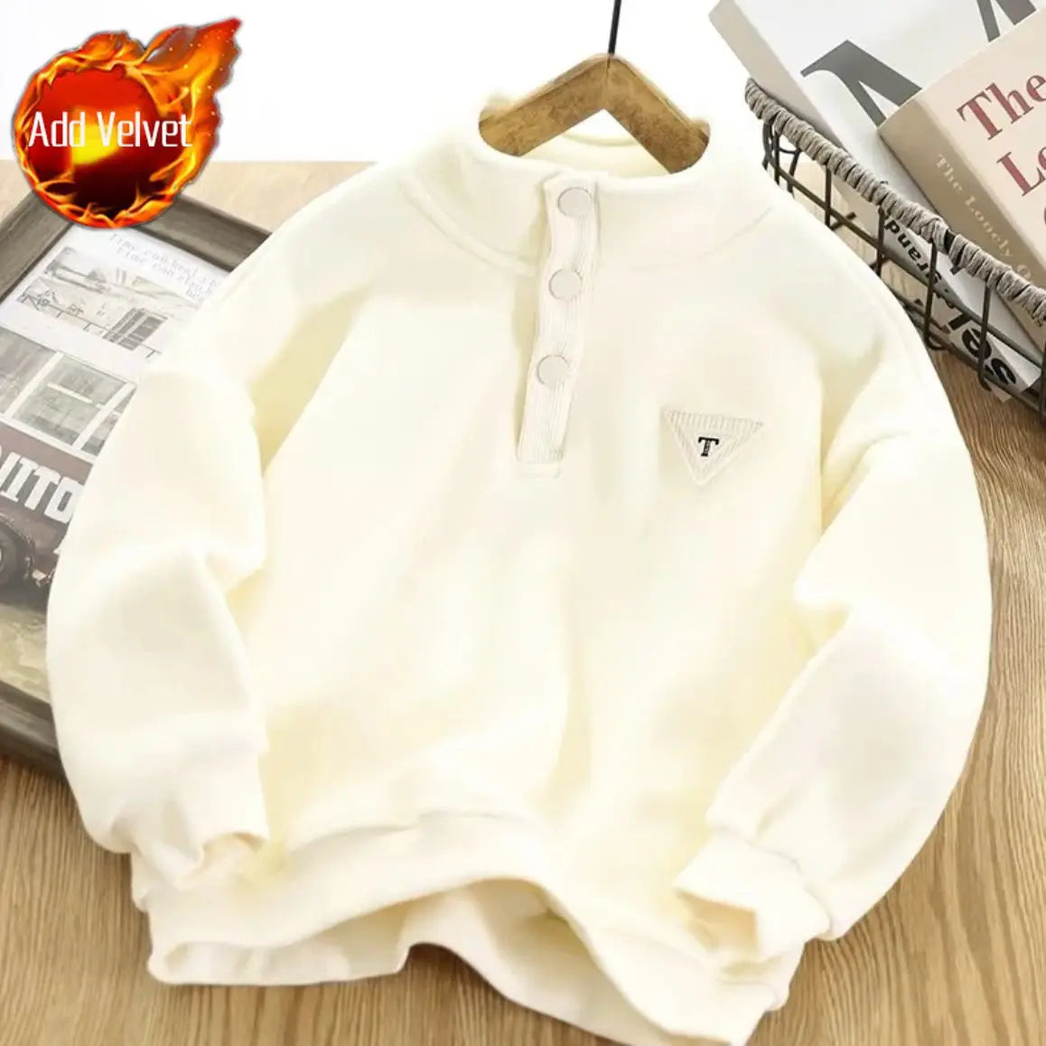 High-Quality Winter Kids' Double-Sided Fleece Lined & Thickened School Uniform Must-Have Mid-Big Size Sweatshirt