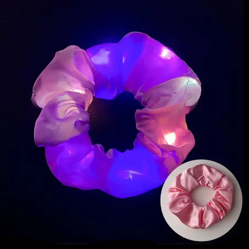 Popular Flashing Light Up hair tie LED Luminous scrunchies Women girls glowing Scrunchy Hair Rope Halloween luminous hairband