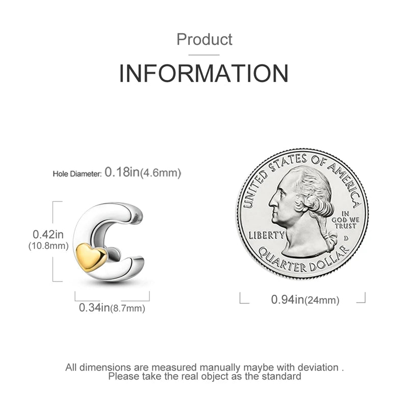 925 Sterling Silver DIY Alphabet Charms Beads LOVE Heart Letter Fit Original Bracelet Bangle Necklace Jewelry Marking Gift