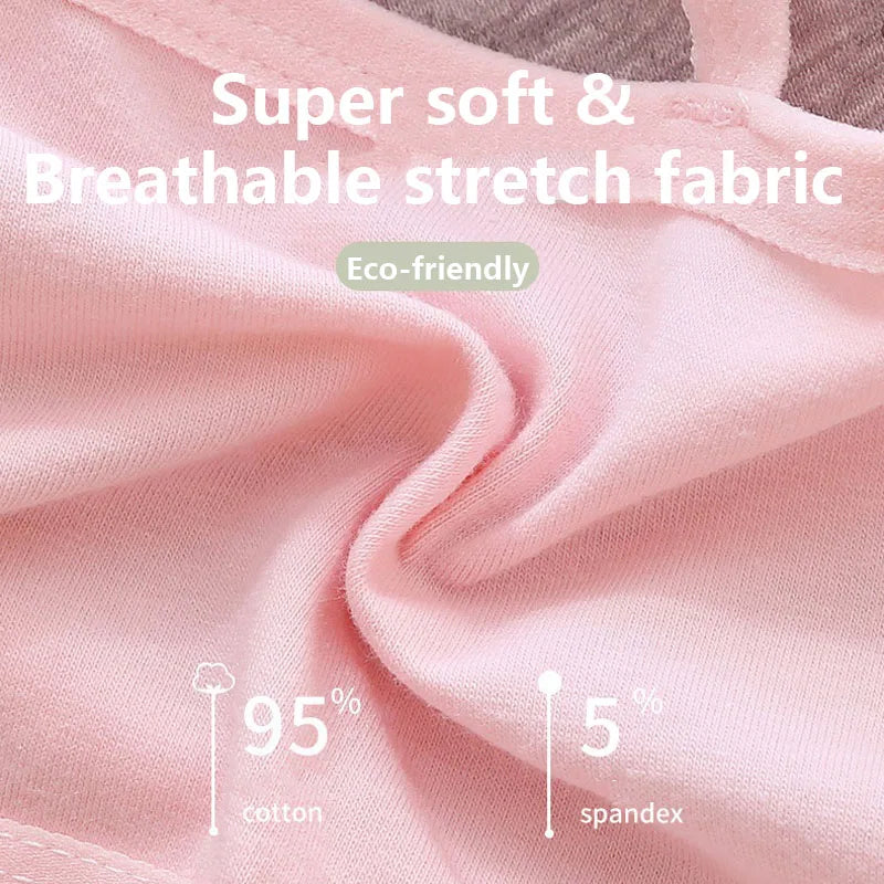 1/4 Sets Cotton Girls Underwear Set Teenage Girls Training Bras and Panties Suit Solid Wireless Fixed Pad Bra with Briefs Set