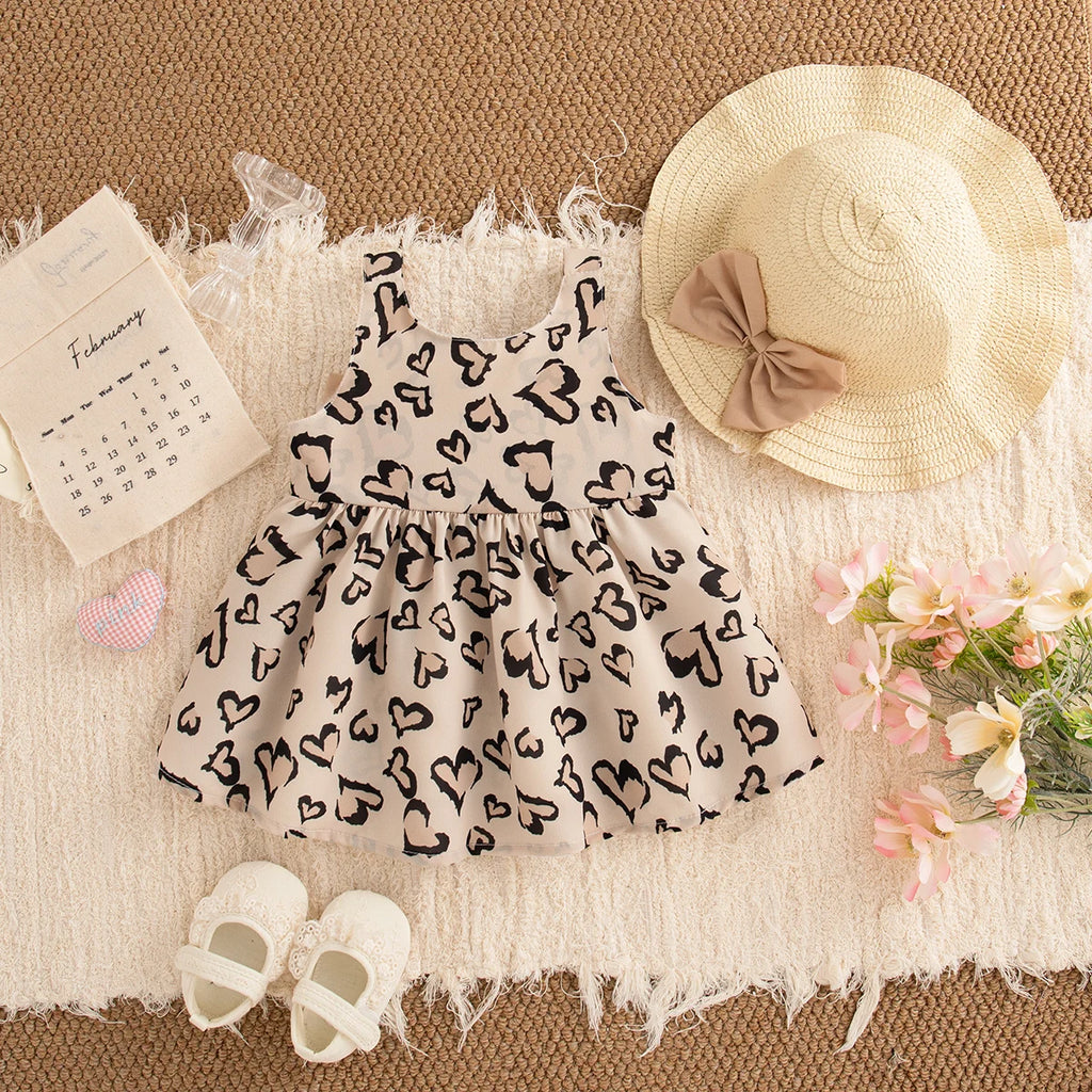 Summer New Sweet Bow Baby Girl Dress, Cute And Caring Children'S Clothes With Free Hat Suitable For Babies Aged 6-24 Months