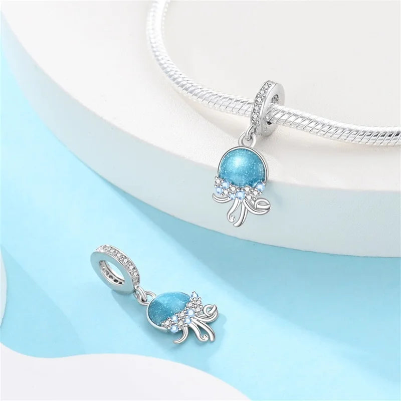 Hot Sale 925 Sterling Silver Ocean World Series Sea Turtle Starfish Little Crab Octopus Charms Bead Fit 925 Bracelet DIY Jewelry