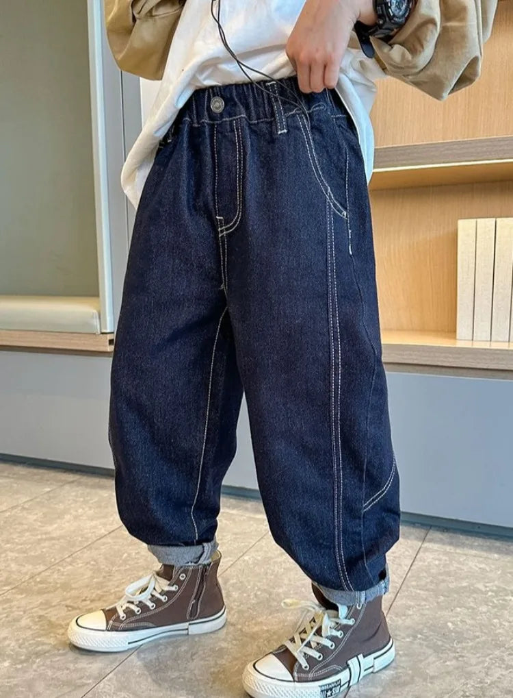 Designer Boys Autumn Winter 2025 New Casual Stretchable Denim Jeans Long Pants Boys' Fashionable Trousers