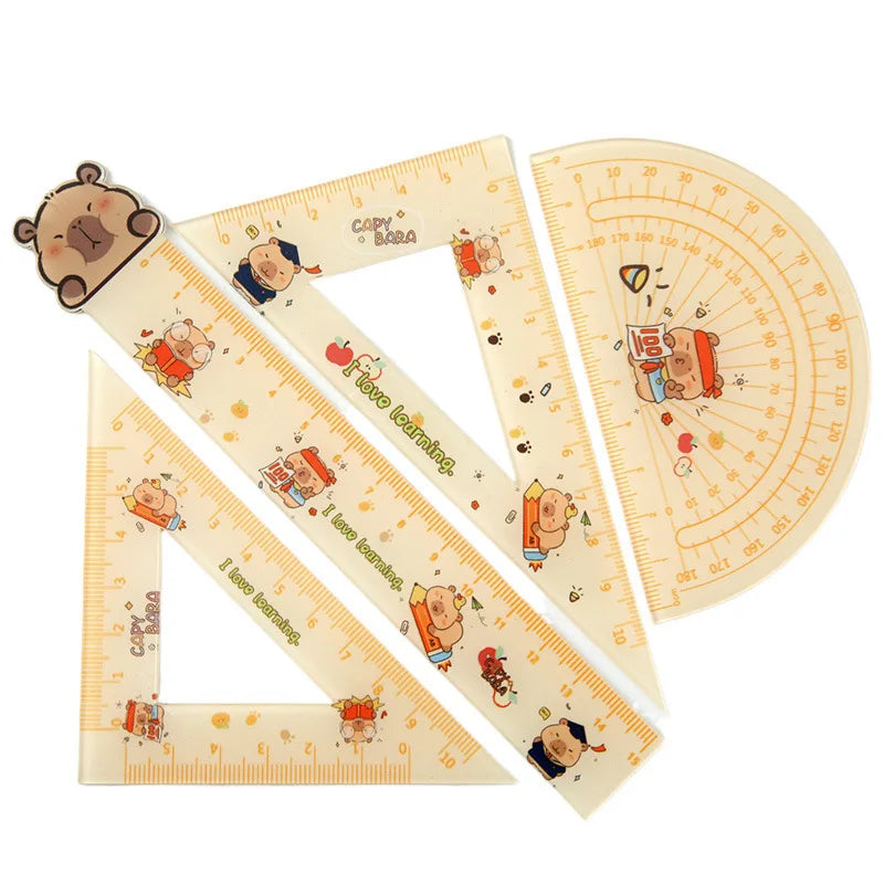 Multi-function Drawing Tools Student Stationery Measuring Tools Cartoon Capybara Measuring Ruler Folding Ruler Drawing Ruler