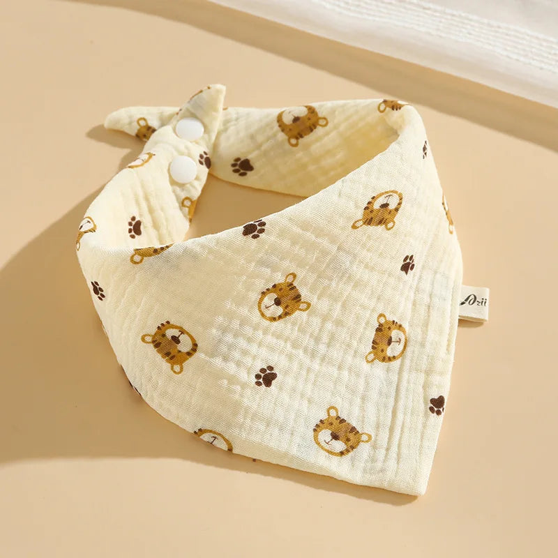 5pcs Baby Bibs Saliva Towel Triangle Scarf Linen Cotton Cartoon Bear 0-2Year Newborn Boy Girl Bibs Saliva Scarf Absorbent Cloth
