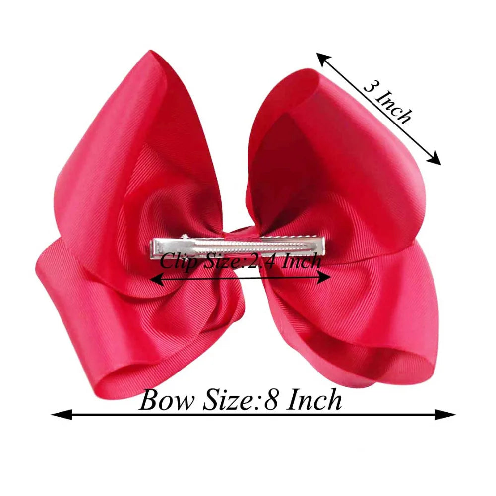 60 Colors Boutique 8" Large Solid Grosgrain Ribbon Hair Bow Clips Barrettes for Women Girls Accessories