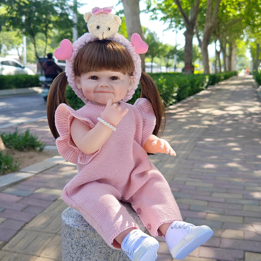 55CM Reborn Toddler Doll with Full Body Soft Silicone Vinyl 22Inch Lifelike Soft Touch High Quality Doll Birthday Gifts