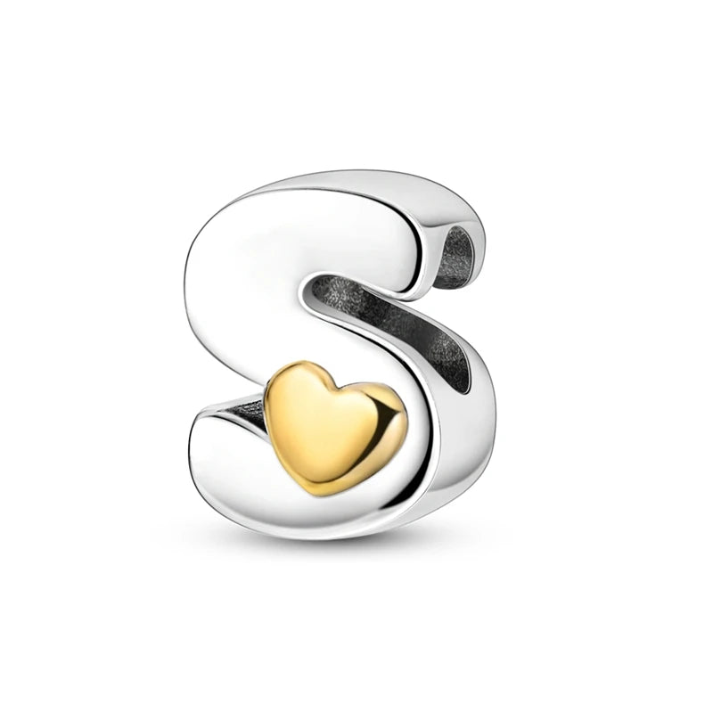 925 Sterling Silver DIY Alphabet Charms Beads LOVE Heart Letter Fit Original Bracelet Bangle Necklace Jewelry Marking Gift