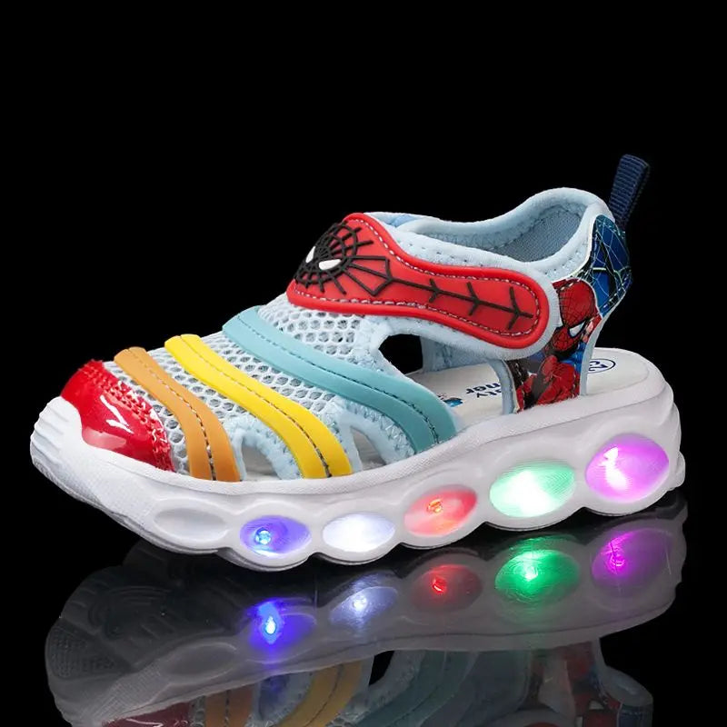 Disney Summer Cartoon Kids Toddler Boys Spiderman Princess Sandals Sport Baby Boys Blue Red Beach Sneakers Sandals Size 24-35