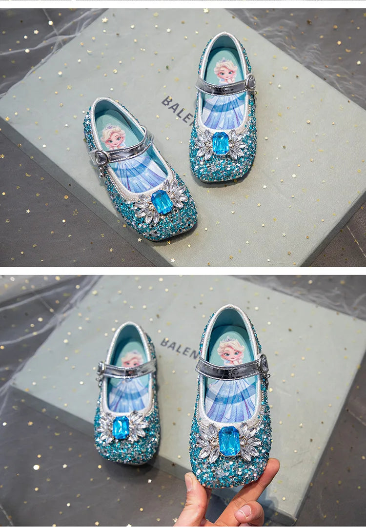 Kids'Casual Shoes PU Leather Sequin Crystal Fashion Summer Shoes For Girls Breathable Soft Bottom Blue Silver Pink Size 23-34