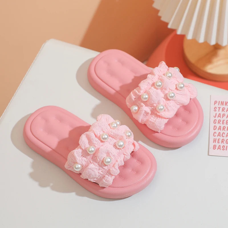 Summer Children's Slippers Girls Princess Non-slip Soft Sole Slippers Toddler Girl Shoes Bow Tie Slippers Flip Flops Outdoor