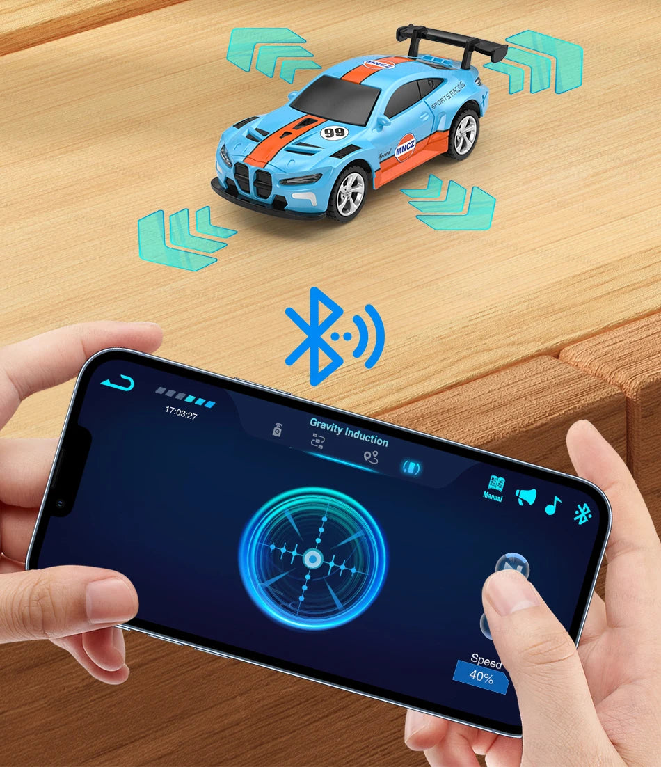 JCMO Racing Car Mini Scale 1:64 Three Speed Adjustment High Speed Mobile Phone Controllable Toy Remote Control Racer For Kids