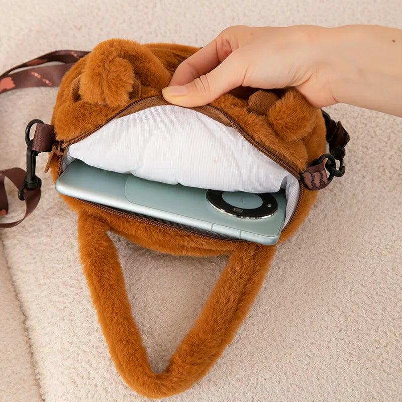 Cute new dolphin plush backpack,large capacity crossbody bag,soft handbag,multifunctional women's backpack cosmetic bag Capybara