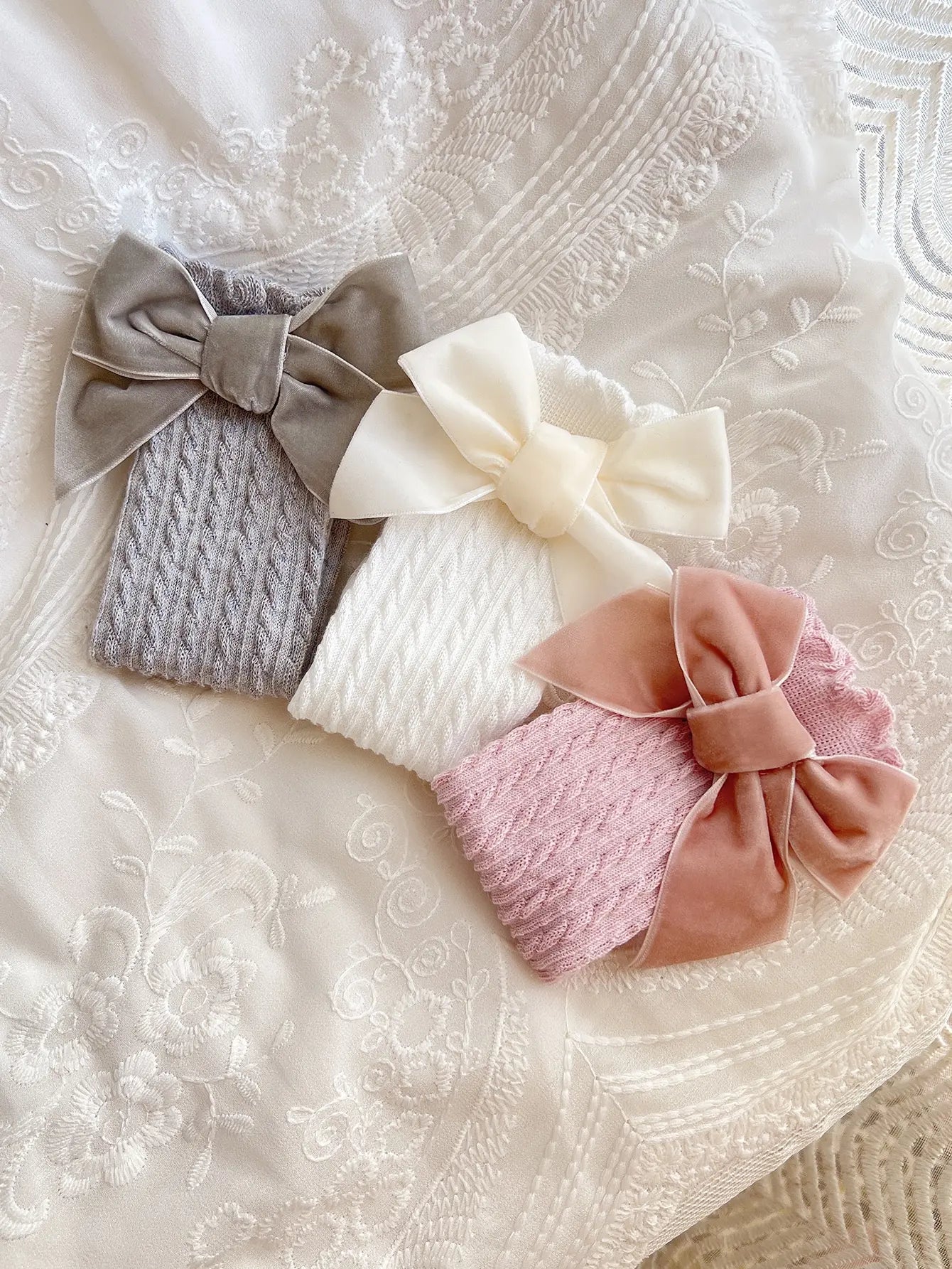 3pairs Girls Bow Decor Over The Calf Long Socks