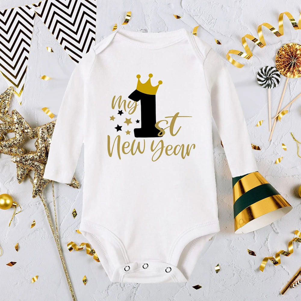 It Is My 1st New Year Baby Boy Girl Long Sleeve Romper Fashion Casual Robe Ropa Newborn Baby Bodysuit New Year Holiday Best Gift