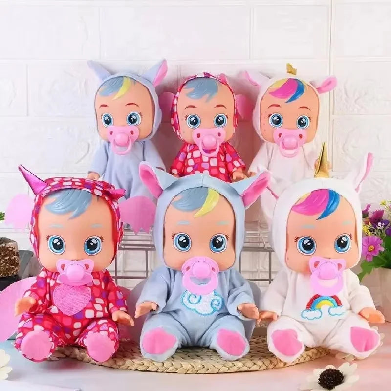 8inch 3D Weeping Babies Unicorn Baby Simulation Baby Crying Doll Creative Cute Doll For Girl Reborn Baby Vinyl Christmas Gift