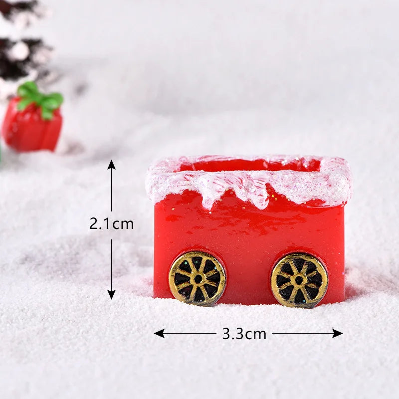 Christmas Santa Claus Elk Sleigh Locomotive Carriage Micro Landscape Snow Scenery Ornaments for xmas party favor christmas decor