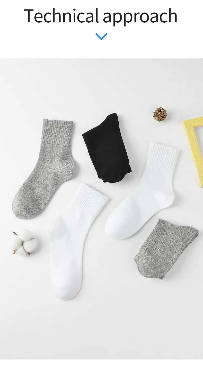 MIPP brand student antibacterial mid tube socks, all cotton anti odor pure white, sports school children, boys and girls