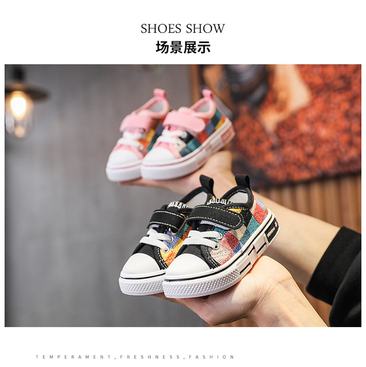 Children's Casual Shoes Toddlers Kids Canvas Sneakers for Boys Girls Fashion Classic Checkered Soft Rubber Sole Spring Autumn