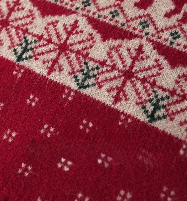 Kids' Christmas Thickened Fleece-Lined Pullover Sweater - Korean Style Warm Baby Boy & Girl Red Holiday Knitwear for Toddler