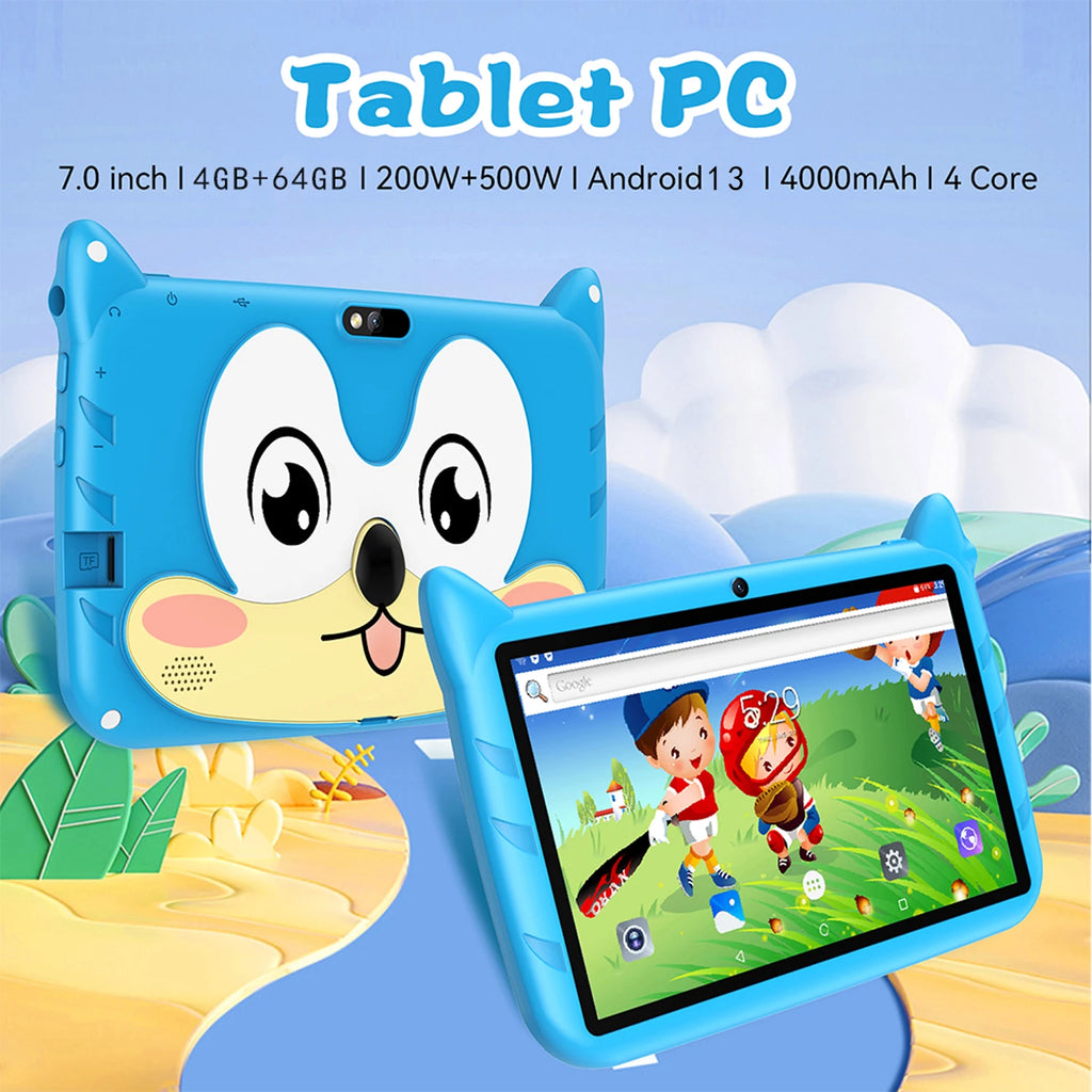 BDF Hot-selling Android 7 Inch Kids Tablet Quad Core 4GB RAM 64GB ROM Android 13 Google Learning Education Games Tablets 4000mAh