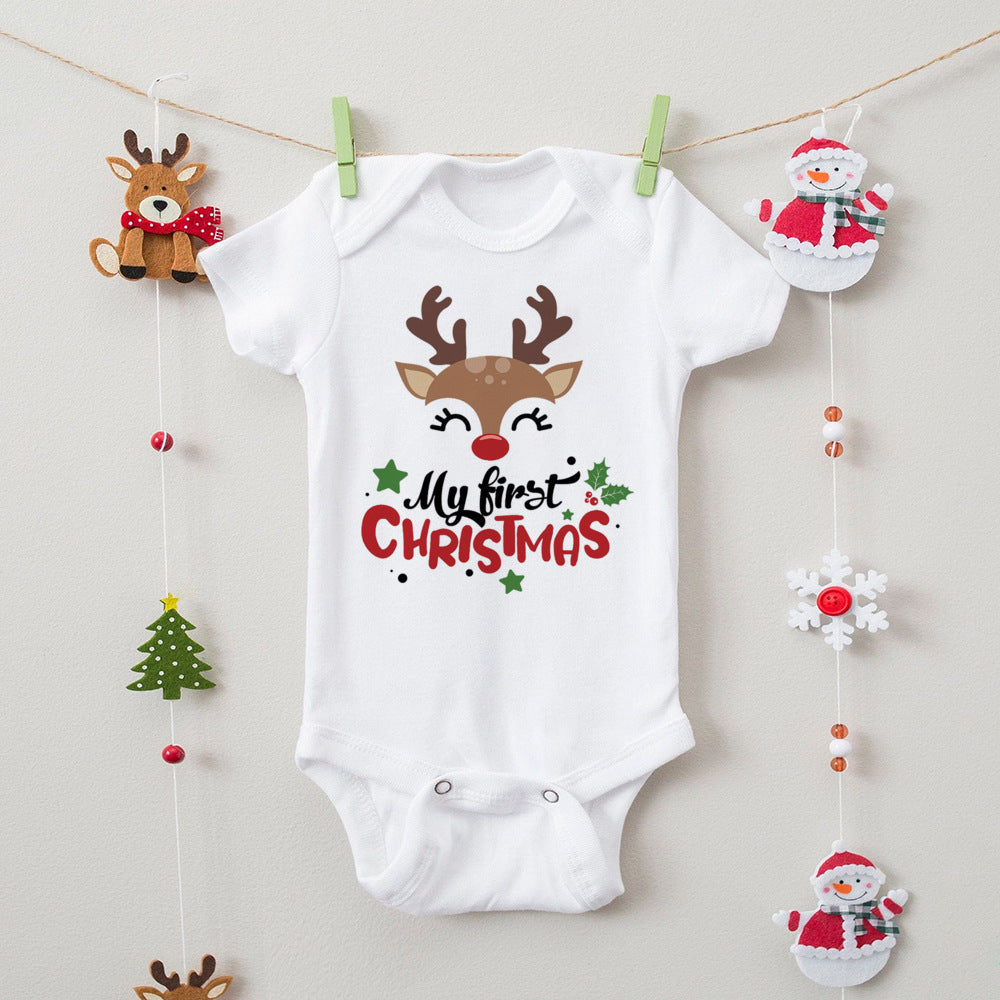 First Christmas Print Baby Bodysuits Boys Girls Xmas Cute Clothes Toddler Romper Newbron Christmas Gift Xmas Party Outfits