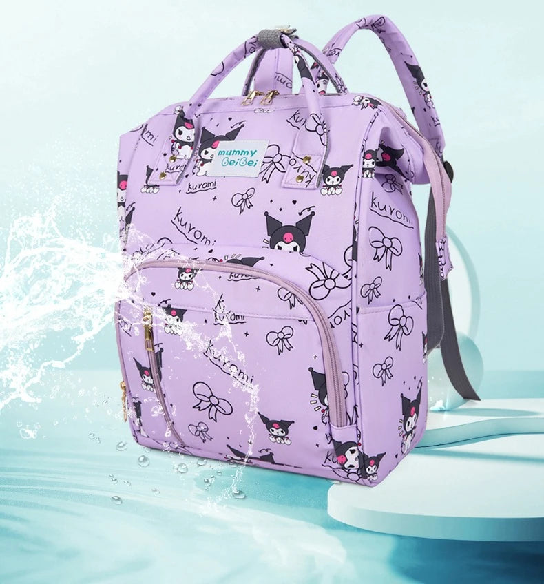 Kuromi New Diaper Bag Backpack Cartoon Cute Baby Diaper Bag Backpack Multifunctional Fashion Lightweight Baby Bag Large Capacity