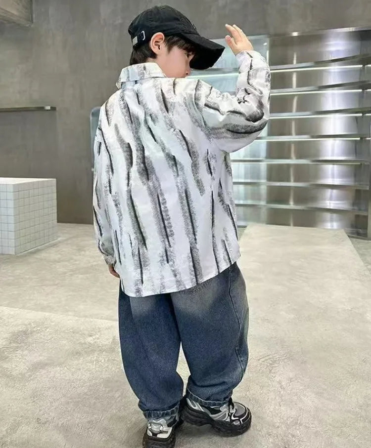 2025 New Boys' Spring Autumn Long Sleeve Shirt Toddler Boys Stylish Long Sleeve Shirt Trendy Design for Kids