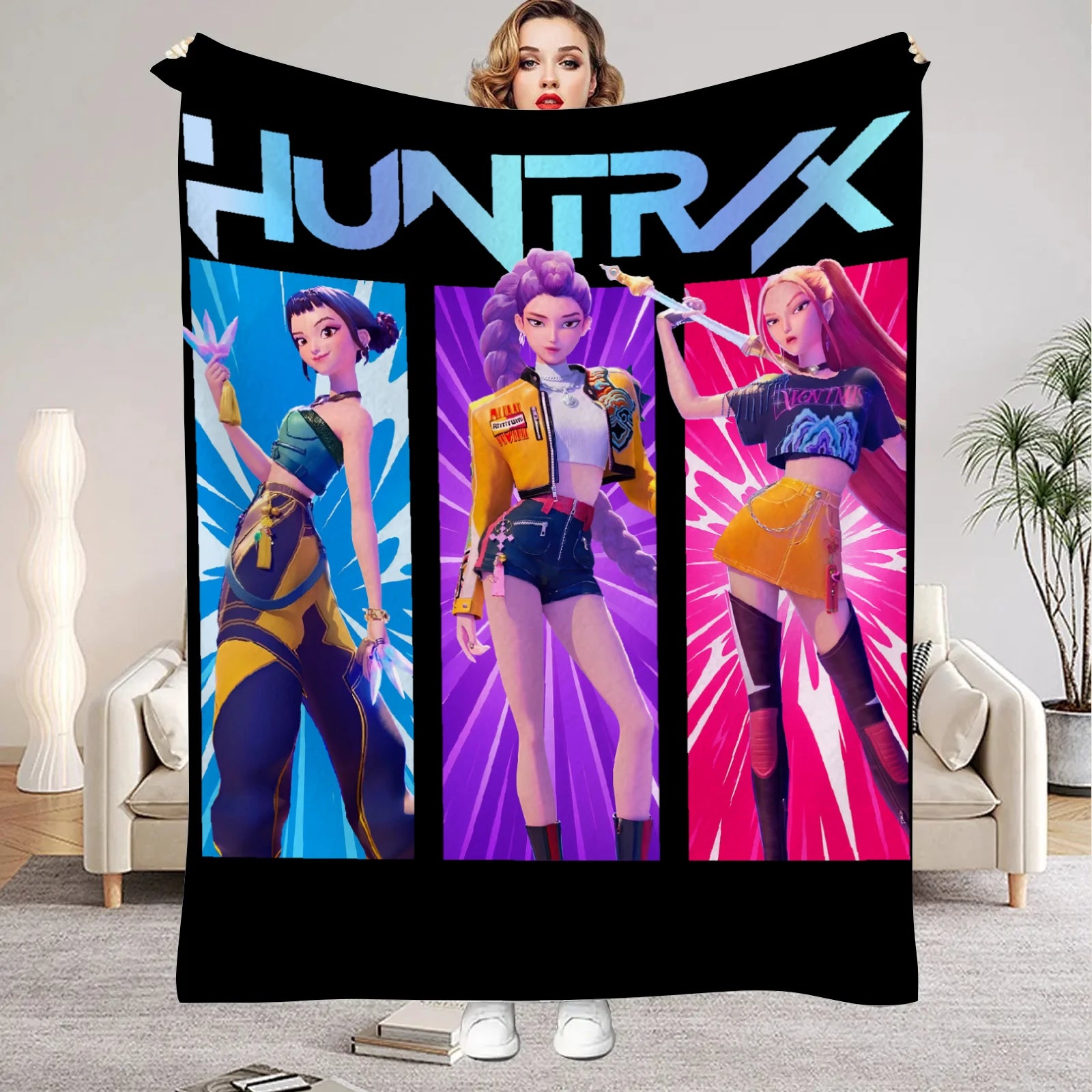 kpop Demon Hunters Huntrix Blankets Quality Soft Warm Throw Blanket Winter Kids Couch Bed Fluffy Bedspread