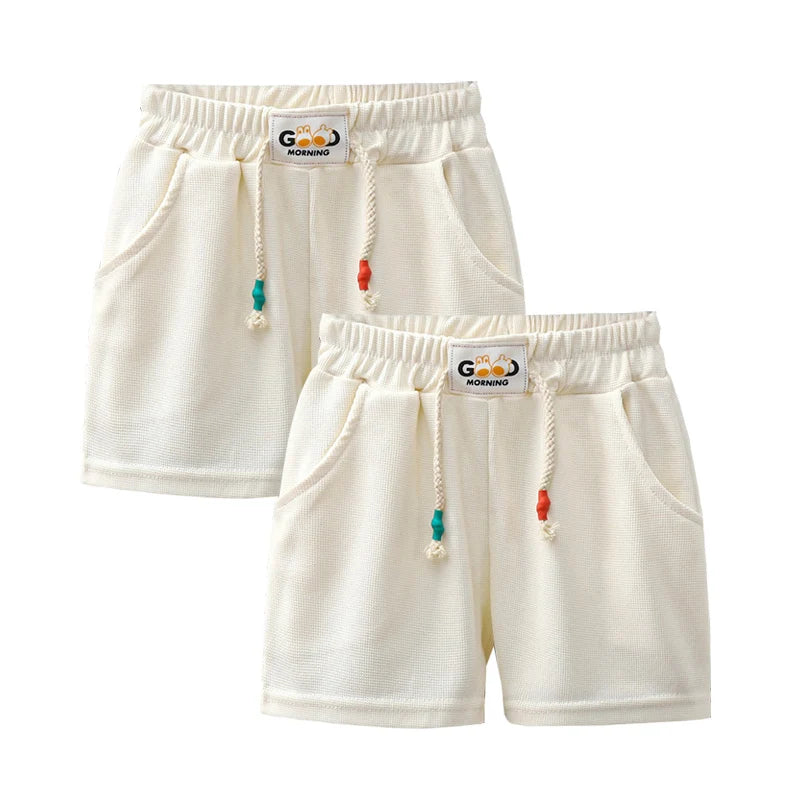 2pcs Summer Kids Shorts Boys Girls Solid Color Short Baby Solid Color Casual Pant Children Short Pant Sport Clothing Outwear