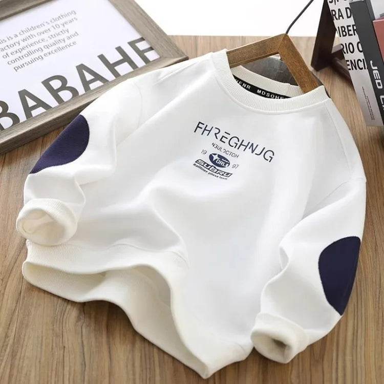 Boys' Middle/Big Kids 2025 New Spring/Autumn Crewneck Long Sleeve Stylish Sweatshirt Tops