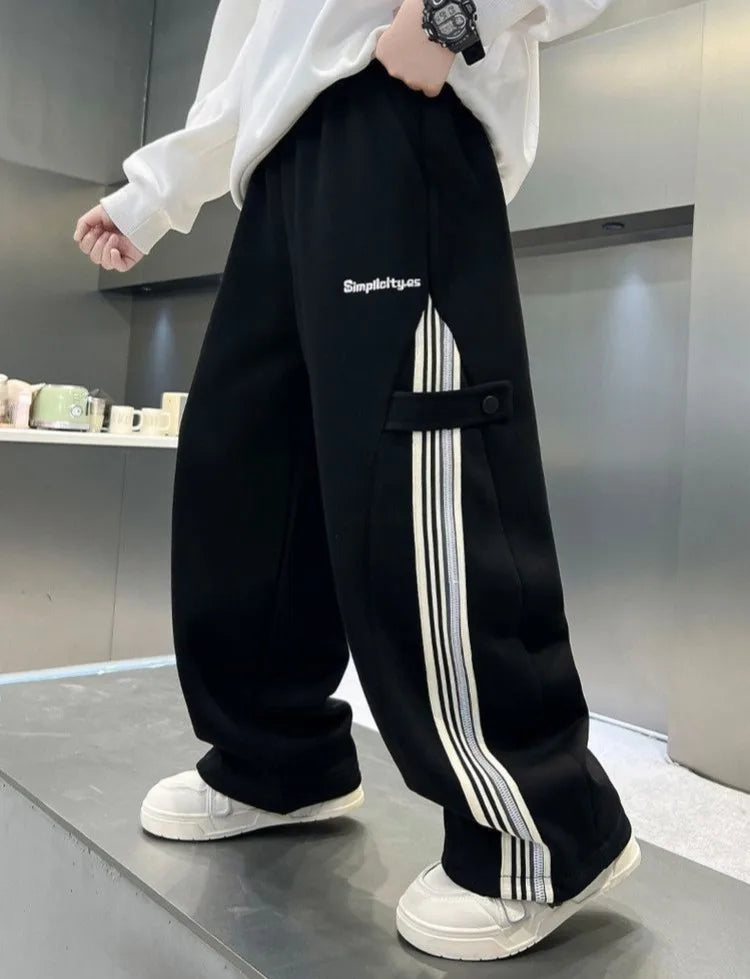 Boys Autumn 2025 Trendy Loose Sweatpants Casual Comfortable Outdoor Sports Pants for Tween Boys Size 8-12