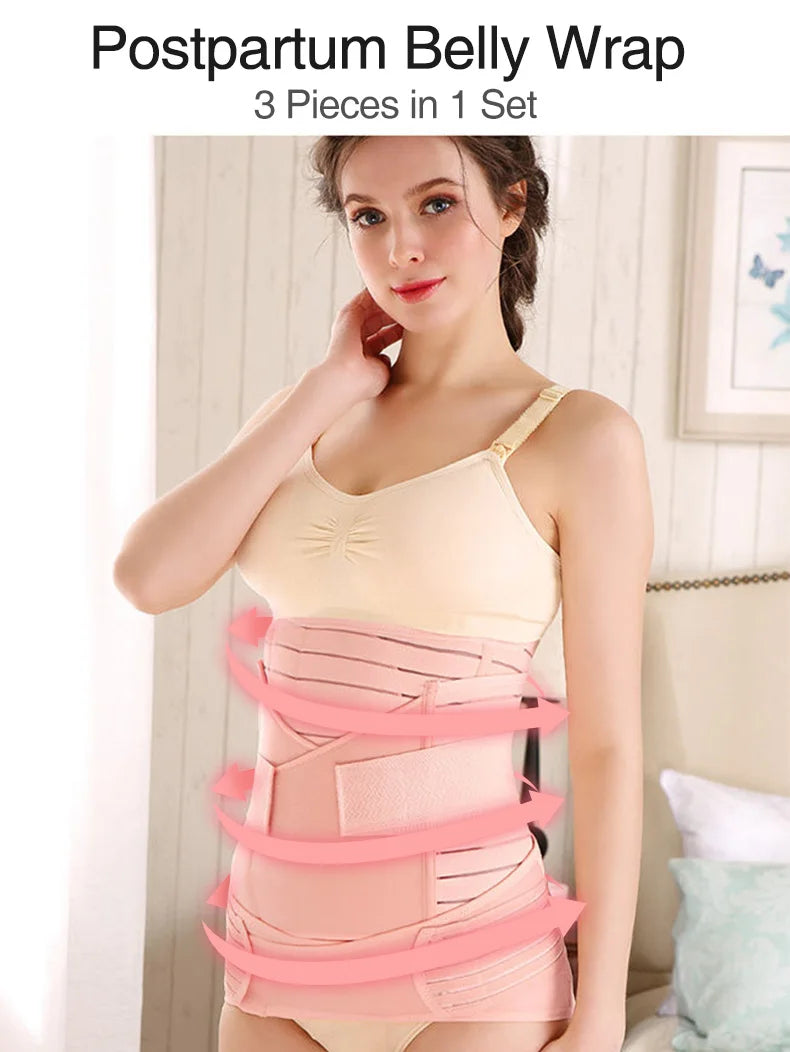 3in1 Postpartum Belly Band Breathable Maternity Support Belt Shapewear for after Pregnancy Women's Abdominal Compression Band